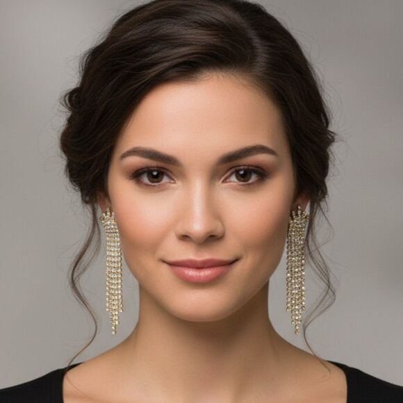 Art Deco Swarovski Crystal Waterfall Earrings - Picture 1 of 4